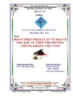 LUẬN văn LUẬT THƯƠNG mại HOÀN THIỆN PHÁP LUẬT về bảo vệ NHÀ đầu tư TRÊN THỊ TRƯỜNG CHỨNG KHOÁN VIỆT NAM 