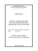 Nghiên cứu hệ thống điều khiển, tối ưu điều phối điện năng trong hệ thống điện năng lượng mặt trời