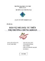 LUẬN văn LUẬT THƯƠNG mại bảo vệ NHÀ đầu tư TRÊN THỊ TRƯỜNG CHỨNG KHOÁN 