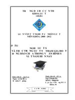LUẬN văn LUẬT THƯƠNG mại NGHỀ LUẬT sư và THỰC TRẠNG LUẬT sư THAM GIA HOẠT ĐỘNG bào CHỮA TRONG vụ án HÌNH sự ở VIỆT NAM HIỆN NAY 
