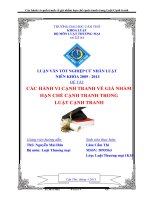 LUẬN văn LUẬT THƯƠNG mại các HÀNH VI CẠNH TRANH về GIÁ NHẰM NÂNG CAO hạn CHẾ CẠNH TRANH TRONG LUẬT CẠNH TRANH 