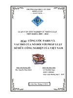 LUẬN văn LUẬT THƯƠNG mại CÔNG ước PARIS và VAI TRÒ của nó đối với PHÁP LUẬT sở hữu CÔNG NGHIỆP của VIỆT NAM 