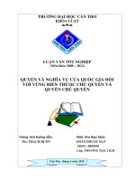 LUẬN văn LUẬT THƯƠNG mại QUYỀN và NGHĨA vụ của QUỐC GIA đối với VÙNG BIỂN THUỘC CHỦ QUYỀN và QUYỀN CHỦ QUYỀN 