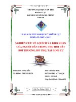 LUẬN văn LUẬT HÀNH CHÍNH NGHIÊN cứu về lợi ÍCH và KHÓ KHĂN của NGƯỜI dân TRONG THU hồi đất bồi THƯỜNG, hỗ TRỢ, tái ĐỊNH cư 