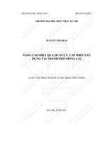 Nâng cao hiệu quả quản lý, cấp phép xây dựng tại thành phố móng cái (tt) 