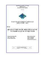 LUẬN văn LUẬT HÀNH CHÍNH QUẢN lý NHÀ nước đối với LUẬT sư và NGHỀ LUẬT sư ở VIỆT NAM 