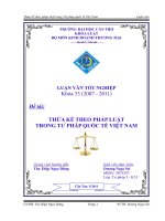 LUẬN văn LUẬT THƯƠNG mại THỪA kế THEO PHÁP LUẬT TRONG tư PHÁP QUỐC tế VIỆT NAM 
