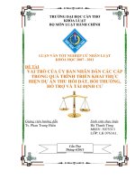 LUẬN văn LUẬT HÀNH CHÍNH VAI TRÒ của ủy BAN NHÂN dân các cấp TRONG QUÁ TRÌNH TRIỂN KHAI THỰC HIỆN dự án THU hồi đất, bồi THƯỜNG, hỗ TRỢ và tái ĐỊNH cư 