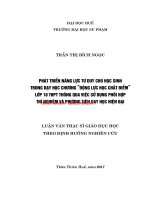 Phát triển năng lực tư duy cho học sinh trong dạy học chương “động lực học chất điểm” lớp 10 THPT thông qua việc sử dụng phối hợp thí nhiệm và các phương tiện dạy học hiện đại  (tt) 