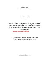 Quản lý hoạt động giáo dục kỹ năng sống cho học sinh các trường trung học phổ thông thị xã quảng trị, tỉnh quảng trị  (tt) 