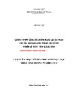 Quản lý hoạt động bồi dưỡng năng lực sư phạm cho đội ngũ giáo viên THCS huyện lệ thủy, tỉnh quảng bình (tt) 
