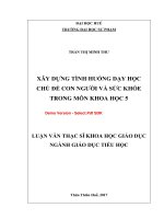 Xây dựng tình huống dạy học chủ đề con người và sức khỏe trong môn khoa học 5 (tt) 