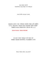 Khảo sát các tính chất phi cổ điển của trạng thái hai mode kết hợp thêm hai photon tích SU(1,1) ( tt) 