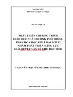 Phát triển chương trình giáo dục nhà trường phổ thông phần hóa học kim loại lớp 12 nhằm phát triển năng lực giải quyết vấn đề cho HS (tt) 