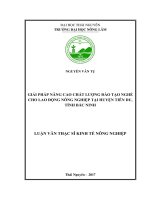 Giải pháp nâng cao chất lượng đào tạo nghề cho lao động nông nghiệp tại huyện tiên du, tỉnh bắc ninh 