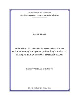 Phân tích các yếu tố tác động đến tiến độ hoàn thành dự án tại ban quản lý dự án đầu tư xây dựng huyện hòn đất, tỉnh kiên giang 