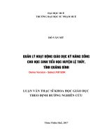 Quản lý hoạt động giáo dục kỹ năng sống cho học sinh tiểu học huyện lệ thủy, tỉnh quảng bình (tt) 