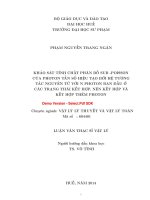 Khảo sát tính chất phân bố SUB POISSON của photon tần số hiệu tạo bởi hệ tương tác nguyên tử với n phonon ban đầu ở các trạng thái kết hợp, nén kết hợp và kết hợp thêm photon (tt) 