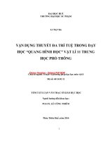 Vận dụng thuyết đa trí tuệ trong dạy học “quang hình học” vật lí 11 trung học phổ thông  (tt) 