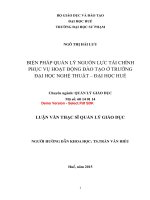 Biện pháp quản lý nguồn lực tài chính phục vụ hoạt động đào tạo ở trường đại học nghệ thuật – đại học huế (tt) 