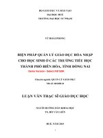 Biện pháp quản lí giáo dục hòa nhập cho học sinh ở các trường tiểu học thành phố biên hòa, tỉnh đồng nai  (tt) 
