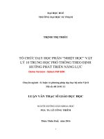 Tổ chức dạy học phần “ nhiệt học ” vật lý 10 THPT theo định hướng phát triển năng lực (tt) 