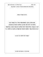 Giá trị của neutrophil gelatinase associated lipocaline huyết tương trong chẩn đoán sớm tổn thương thận cấp và tiên lượng ở bệnh nhân điều trị tích cực (FULL TEXT)