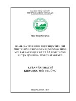 Đánh giá tình hình thực hiện tiêu chí môi trường trong xây dựng nông thôn mới tại hai xã quy kỳ và xã linh thông huyện định hóa, tỉnh thái nguyên 