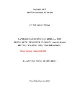Đánh giá hàm lượng các kim loại độc trong nước, trầm tích và nghêu (meretrix lyrata) ở vùng cửa sông tiền, tỉnh tiền giang (tt) 