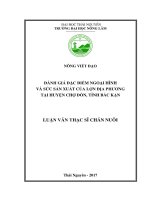 Đánh giá đặc điểm ngoại hình và sức sản xuất của lợn địa phương tại huyện Chợ Đồn, tỉnh Bắc Kạn (Luận văn thạc sĩ)