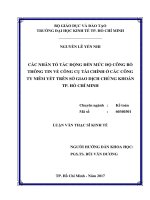 Các nhân tố tác động đến mức độ công bố thông tin về công cụ tài chính ở các công ty niêm yết trên sở giao dịch chứng khoán TP  HCM 