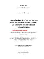 Phát triển năng lực tự học cho học sinh trong dạy học nhóm chương chất khí vật lí 10 THPT với thí nghiệm tự tạo  (tt) 