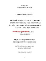 Phân tích hàm lượng β   caroten trong một số loại ngũ cốc có màu ở thừa thiên huế bằng phương pháp sắc ký lỏng hiệu năng cao (tt) 