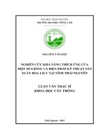 Nghiên cứu khả năng thích ứng của một số giống và biện pháp kỹ thuật sản xuất hoa lily tại tỉnh thái nguyên