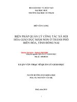 Biện pháp quản lý công tác xã hội hoá giáo dục mầm non ở thành phố biên hòa, tỉnh đồng nai  (tt) 