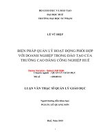 Biện pháp quản lý hoạt động phối hợp với doanh nghiệp trong đào tạo của trường cao đẳng công nghiệp huế (tt) 