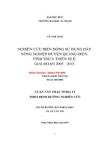 Nghiên cứu biến động sử dụng đất nông nghiệp huyện quảng điền, tỉnh thừa thiên huế giai đoạn 2005   2015 (tt) 