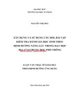 Xây dựng và sử dụng câu hỏi, bài tập kiểm tra đánh giá học sinh theo định hướng năng lực trong dạy học địa lí 10 trung học phổ thông (tt) 
