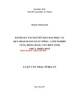 Đánh giá tài nguyên đất đai phục vụ quy hoạch sản xuất nông   lâm nghiệp vùng đồng bằng ven biển tỉnh thừa thiên huế (tt) 