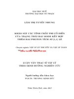 Khảo sát các tính chất phi cổ điển của trạng thái hai mode kết hợp thêm hai photon tích SU(1,1) lẻ (tt) 