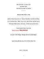 Biện pháp quản lý hoạt động nuôi dưỡng và chăm sóc trẻ tại các trường mầm non thành phố nha trang, tỉnh khánh hòa (tt) 