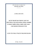 Quản trị rủi ro trong cho vay tiêu dùng tại ngân hàng nông nghiệp và phát triển nông thôn việt nam – chi nhánh tỉnh kon tum