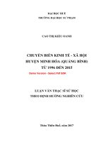 Chuyển biến kinh tế   xã hội huyện minh hóa (quảng bình) từ 1996 đến 2015  (tt) 