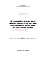 Xây dựng một số chủ đề dạy học tích hợp nhằm phát triển năng lực giải quyết vấn đề cho học sinh trong dạy học phần phi kim – hóa học 11 trung học phổ thông (tt) 