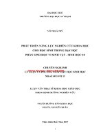 Phát triển năng lực nghiên cứu khoa học cho học sinh trong dạy học phần sinh học vi sinh vật, sinh học 10 (tt) 