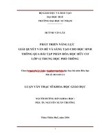 Phát triển năng lực giải quyết vấn đề và sáng tạo cho học sinh thông qua bài tập phần hóa học hữu cơ lớp 12 trung học phổ thông (tt) 