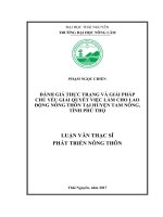 Đánh giá thực trạng và giải pháp chủ yếu giải quyết việc làm cho lao động nông thôn tại huyện Tam Nông, tỉnh Phú Thọ (Luận văn thạc sĩ)
