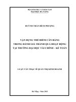 Vận dụng thẻ điểm cân bằng trong đánh giá thành quả hoạt động tại trường đại học tài chính – kế toán