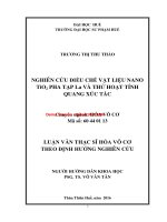 Nghiên cứu điều chế vật liệu nano tio2 pha tạp la và thử hoạt tính quang xúc tác (tt) 