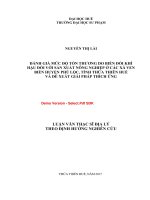 Đánh giá mức độ tổn thương do biến đổi khí hậu đối với sản xuất nông nghiệp ở các xã ven biển huyện phú lộc, tỉnh thừa thiên huế và đề xuất giải pháp thích ứng (tt) 